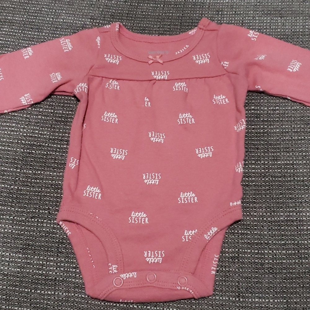 "Little Sister" pink onesie